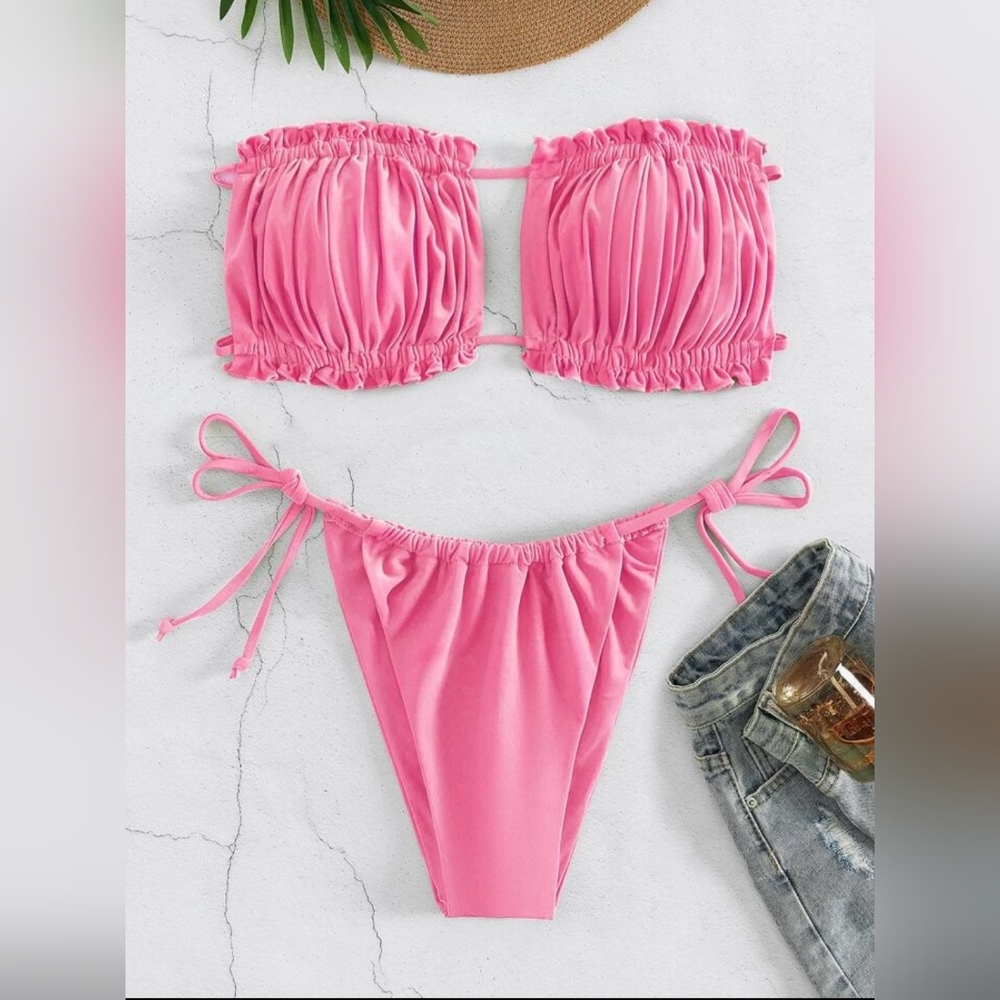 Bikini Split Two Piece Swimsuit, Sexy Bandeau Style